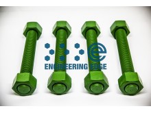 Stud bolt ASTM A320 Gr L7 / Heavy Hex Nut ASTM A194 Gr  7, Corroshield® PTFE  Green 
